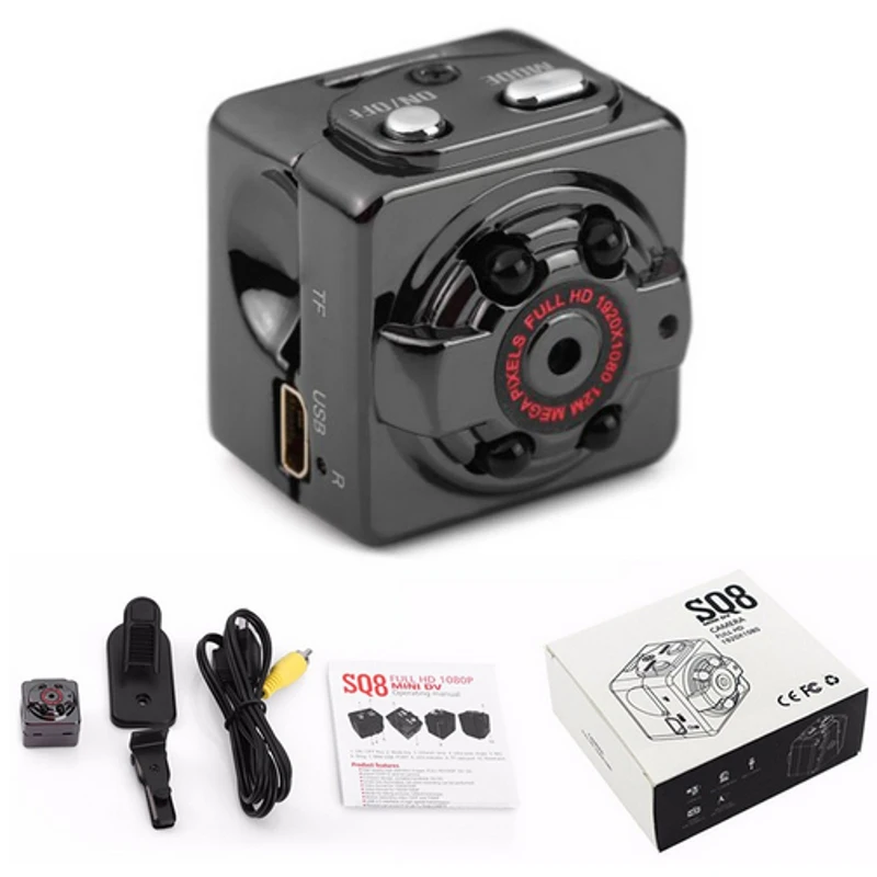 SQ8 Mini DV Camera 1080P Full HD Car Sports IR Night Vision DVR Video Recor 1920 x 1080P support 8