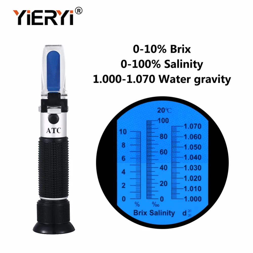 

yieryi New Handheld Portable 3 in 1 Brix & Salinity Refractometer 0-10%brix/0-100% Salinity With ATC For Food Tool
