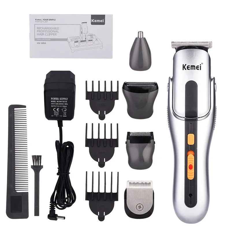 

Professional Electric kemei 5 in 1 Hair Trimmer Rechargeable Hair Clipper Shaver Nose Trimmer Sets Cutting Machine Waterproof