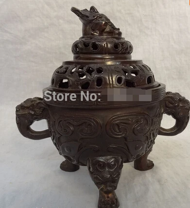 

0 8" Chinese Bronze Buddhist Wealth Coin Hoptoad Toad Statue Incense Burner Censer