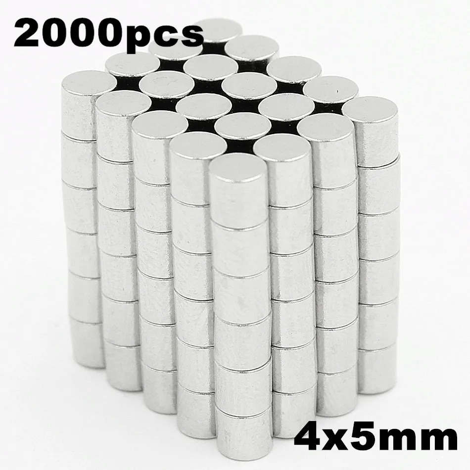 

2000pcs 4x5mm Super Powerful Strong Bulk Small Round NdFeB Neodymium Disc Magnets Dia 4mm x 5mm N35 Rare Earth NdFeB Magnet