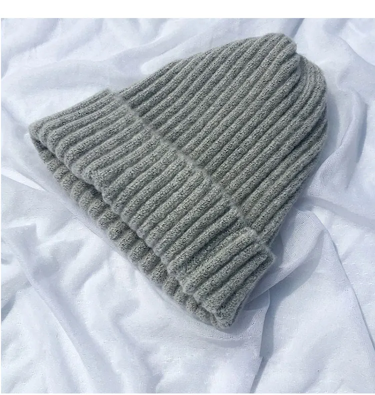 beanie women winter hats for women thick wool skullies beanies for ladies winter beanie hat solid pink black women hats winter hat  (3)