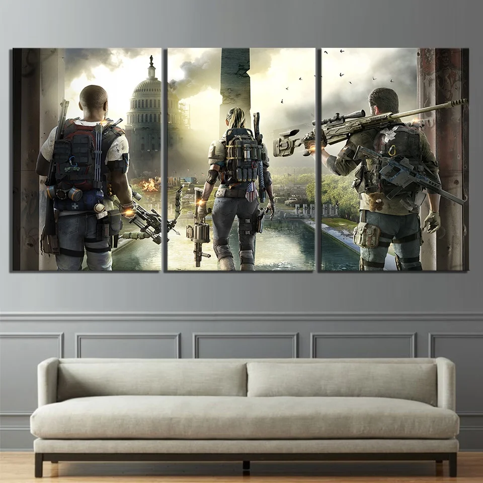 

3 Piece Tom Clancy's The Division 2 HD Pictures Canvas Art Wall Paintings for Home Decor Game Poster