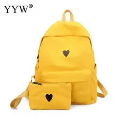 Желтый Для женщин рюкзак комплект для школы для девочек-подростков модная школьная сумка женская парусиновая ткань рюкзак женский рюкзак