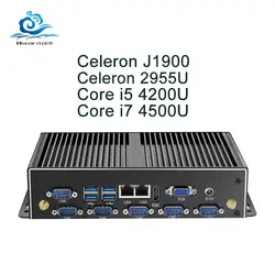 Безвентиляторный мини-ПК Двойной гигабитный Ethernet LAN 6 * COM Порты мини-компьютер Core i5 4200U i7 5500U Celeron J1900 2955U Промышленные ПК