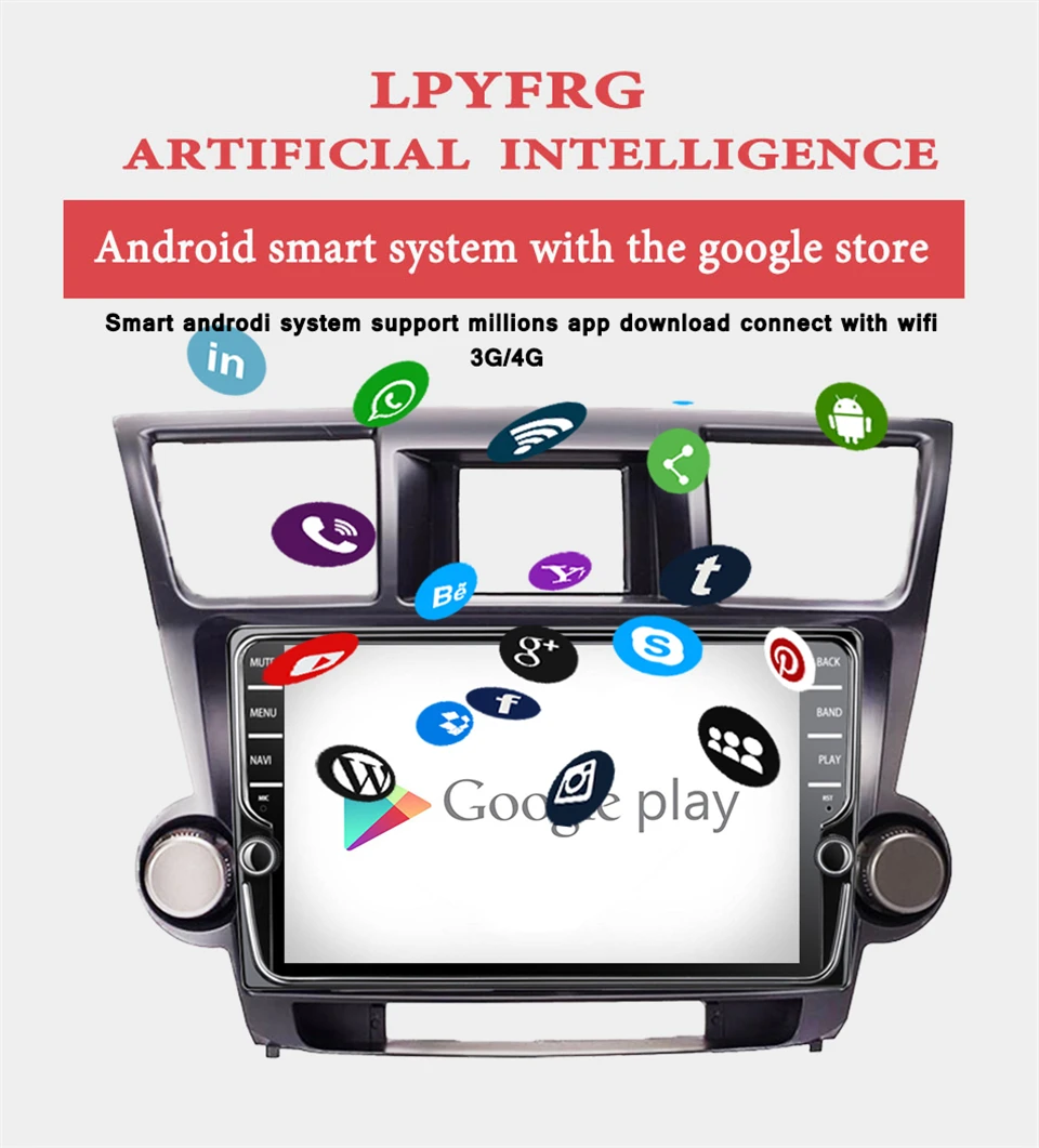 Cheap 9" Octa core Car radio for Toyota Highlander Kluger 2008-2012 android 9.1 car DVD player with 4G RAM 64G ROM Head Unit 4