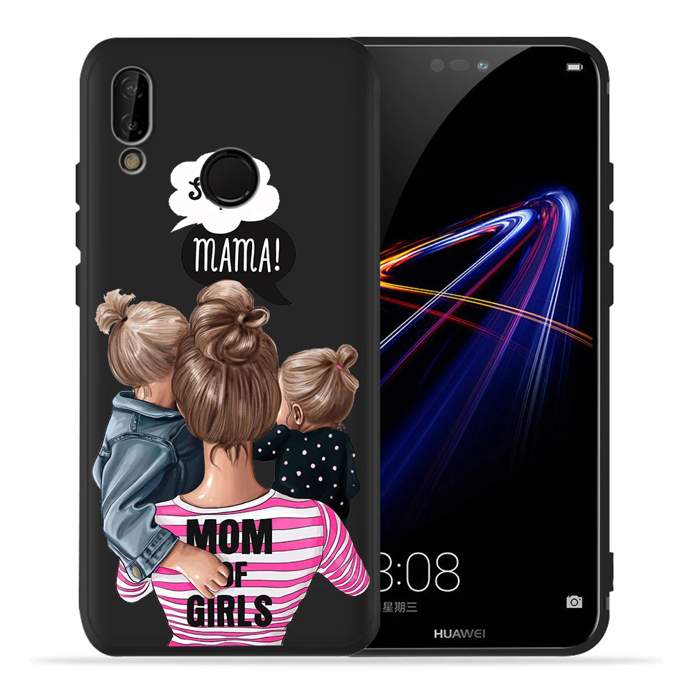 Чехол для huawei P30 Pro для huawei p20 lite mate 20 Honor 8 10 PSmart с коричневыми волосами Mama Baby mouse Super Mom Girl Etui, чехол