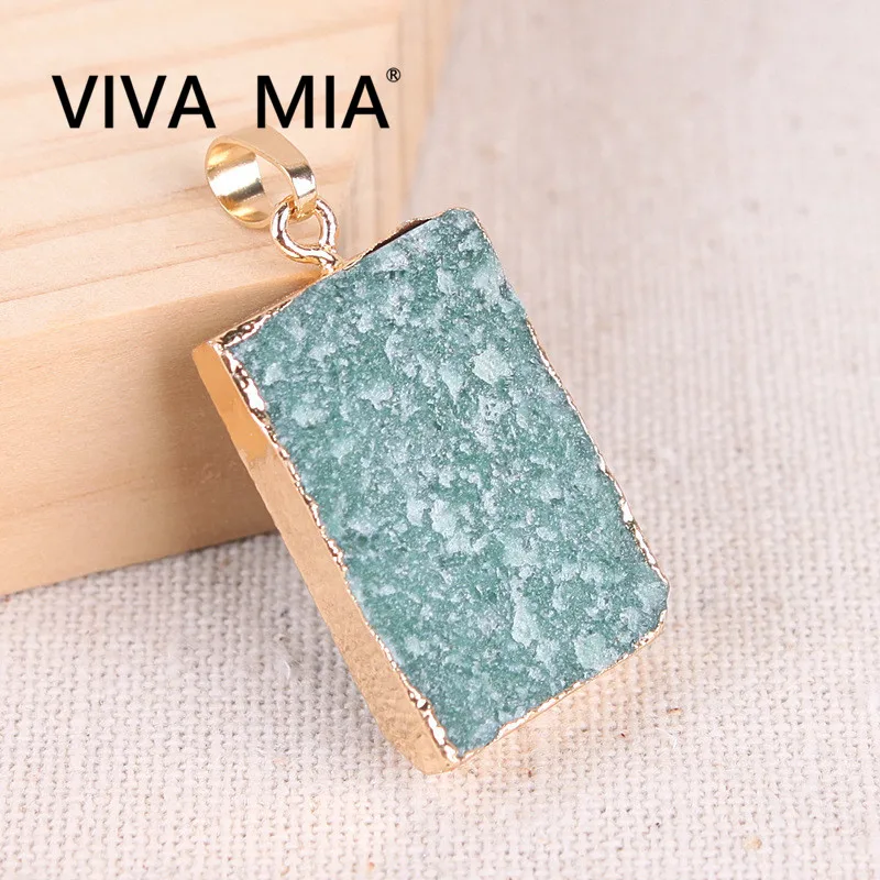 

Druza Druzy Pendulum Druze Agates Connectors Quartz Necklace Green Aventurine Pendant Square Natural Stone Jewelry For Bracelet