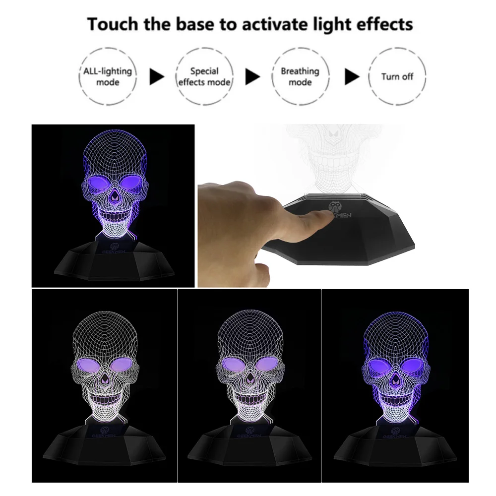 Новинка 3D Скелет светильник Арт геометрический Череп 3D линия лампа скелет USB настольная лампа 3D эффект огни Хэллоуин подарок