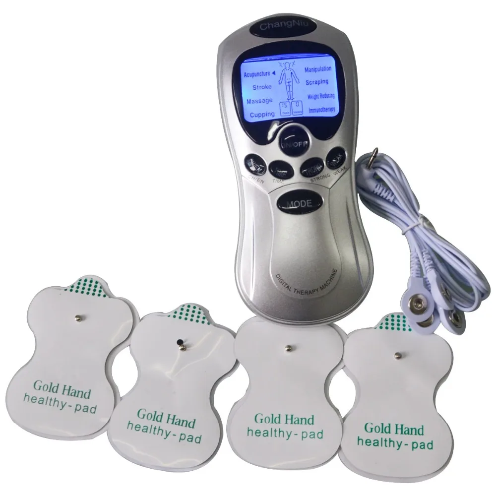 New Dual Channel Tens Electrical Muscle Stimulator Digital Meridian Therapy Massager Body Relax Pain Relief 4Pcs Electrode Pads