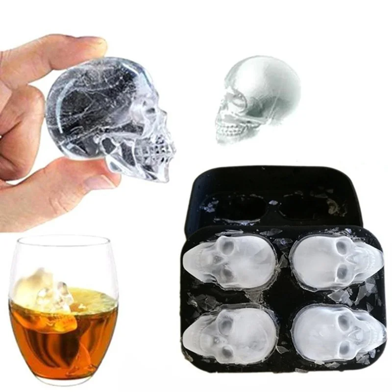 

Ice Cube Maker Skull Shape Chocolate Mould Ice Cream DIY Tool Whiskey Wine Cocktail Ice Cube 3D Silicone Mold