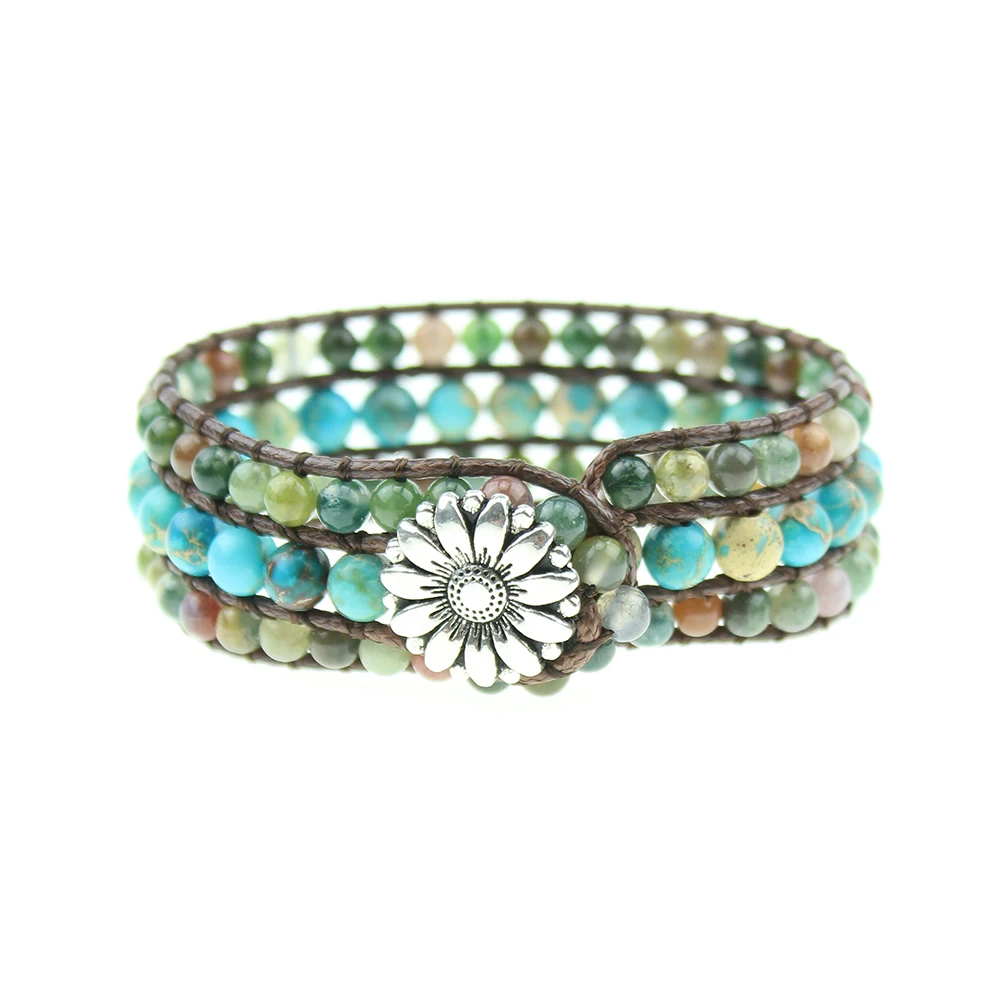 

New Designer Boho Handmade Mutilayer Natural Stone Statement Bead Wrap Wrist Bracelet Jewelry for Men and Women