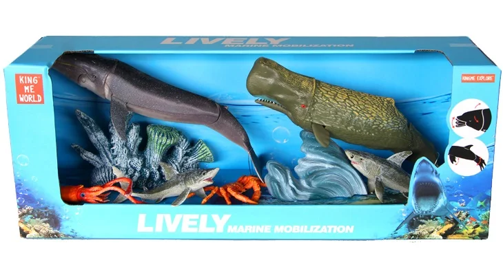 Deluxe Marine Animal Playset with Movable Joints - Whale, Shark, Octopus, Dolphins, Squid, and Coral