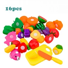16 шт./лот Пластик Еда фруктов, овощей, очистки кожуры, Кухня игрушки Дети Ролевые Игры развивающие игрушки Кулинария косплей для детей