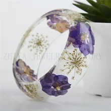 2016 nueva pulsera de cristal modelo real flor de la resina del brazalete hecho a mano