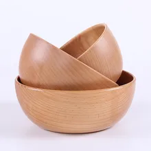 Японская Деревянная миска для семьи детей, миска для риса, миска для супа из цельного дерева, посуда для супа, салат для салата, миска для фруктов
