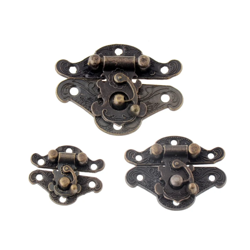 

Free Shipping-1 Set Antique Latches Catches Hasps Clasp Wooden Buckles Agraffe Lock For Box Craft Hardware