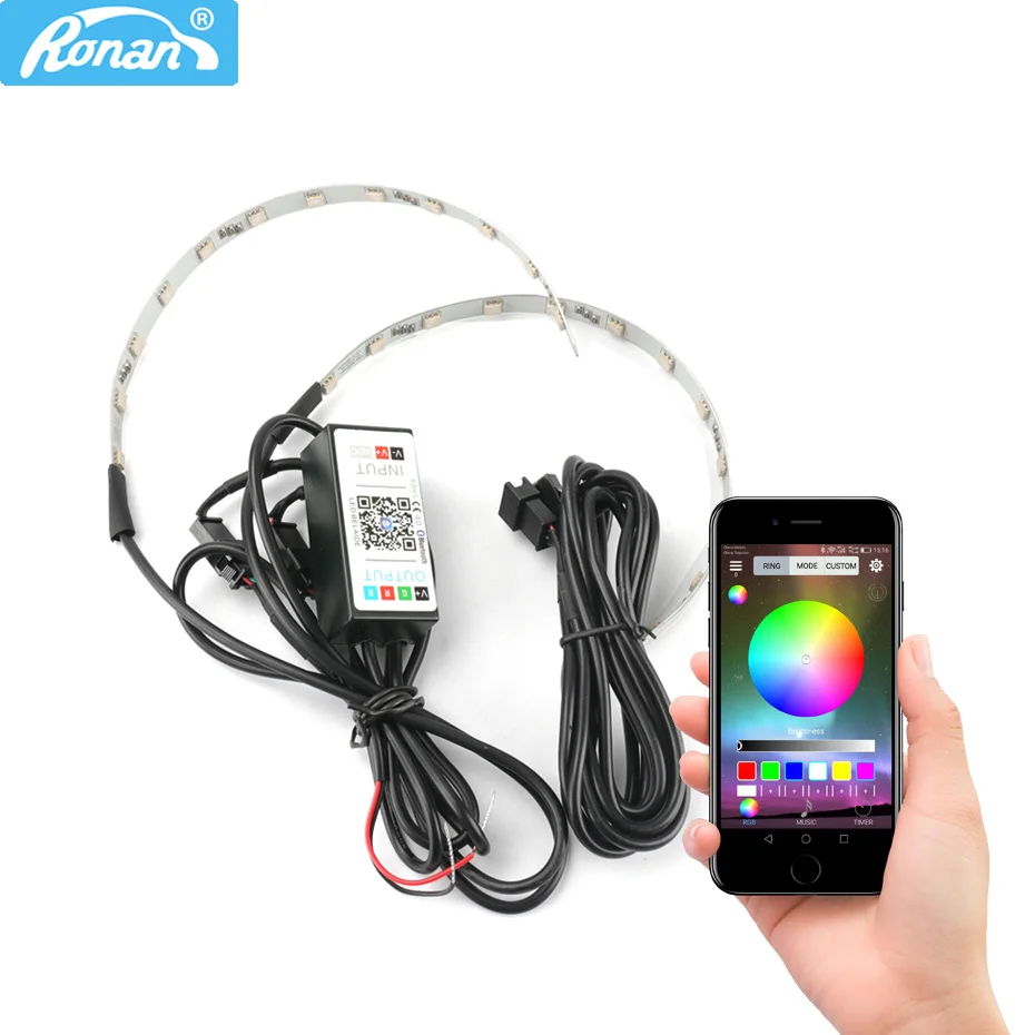 

RONAN APP RGB 360 LED Devil Eyes Demon Eye High Quality Color Change by Cellphone Control for HID Bi Xenon Projector Lens DIY