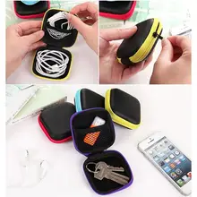 1 шт. портативный защитный мини круглый жесткий чехол для хранения на молнии, кошелек для монет, держатель для наушников, новинка, милый
