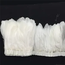 Penas de ganso branco guarnição 10 metros/lote penas de ganso manchado fita 15 20 20 cm pato pena dança decoração diy