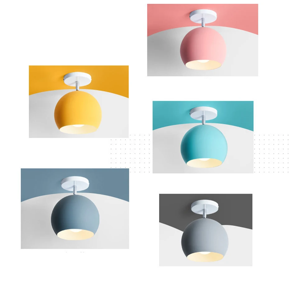 Macaron многоцветный современный E27 вращающийся светодиодный потолочный светильник креативный круглый железный потолочный светильник для внутреннего прохода квартиры отеля кафе