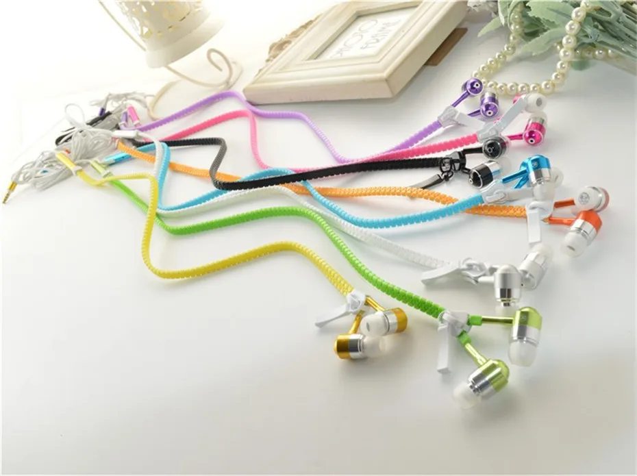 New Fashion Sports Earphones Headset Luminous Light Glow in the Dark Metal Zipper Earphone with Mic for Xiaomi  Mobile Phone (3)