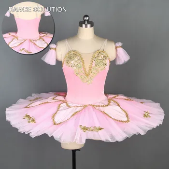 

Cream/Pink Pre-Professional Ballet Dance Tutu Dress with 7 Layers of Stiff Tulle Pancake Tutus Classical Tutus BLL052