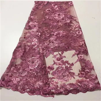 

Latest Pink/Black/Red African Guipure Lace Fabric 2019 High Quality Embroidered French Tulle Lace Fabric For Wedding Party Dress