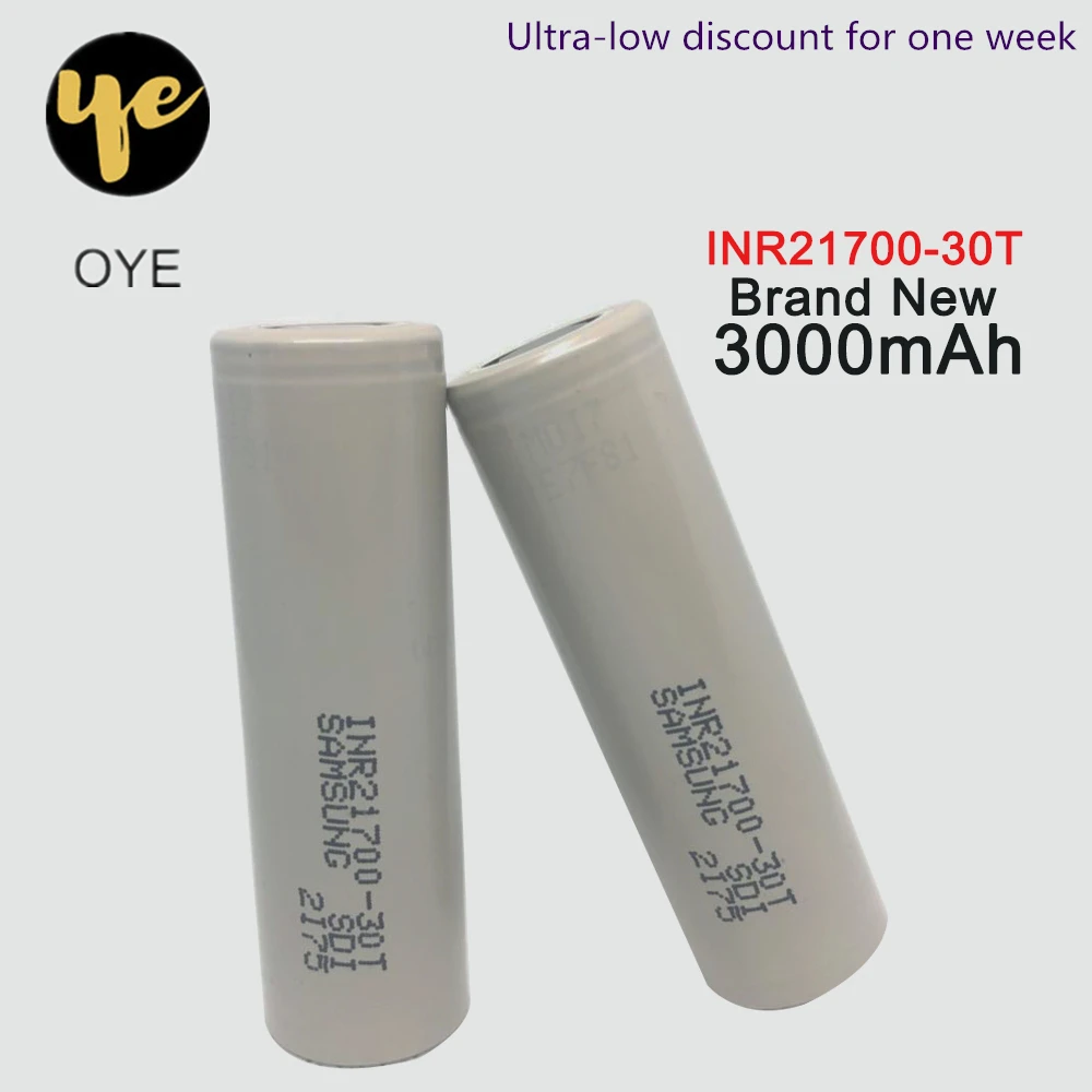 1 шт. для samsung INR21700-30T 30T 21700 3000mah 35A 3,7 V аккумуляторная батарея с плоским верхом PK NCR21700A