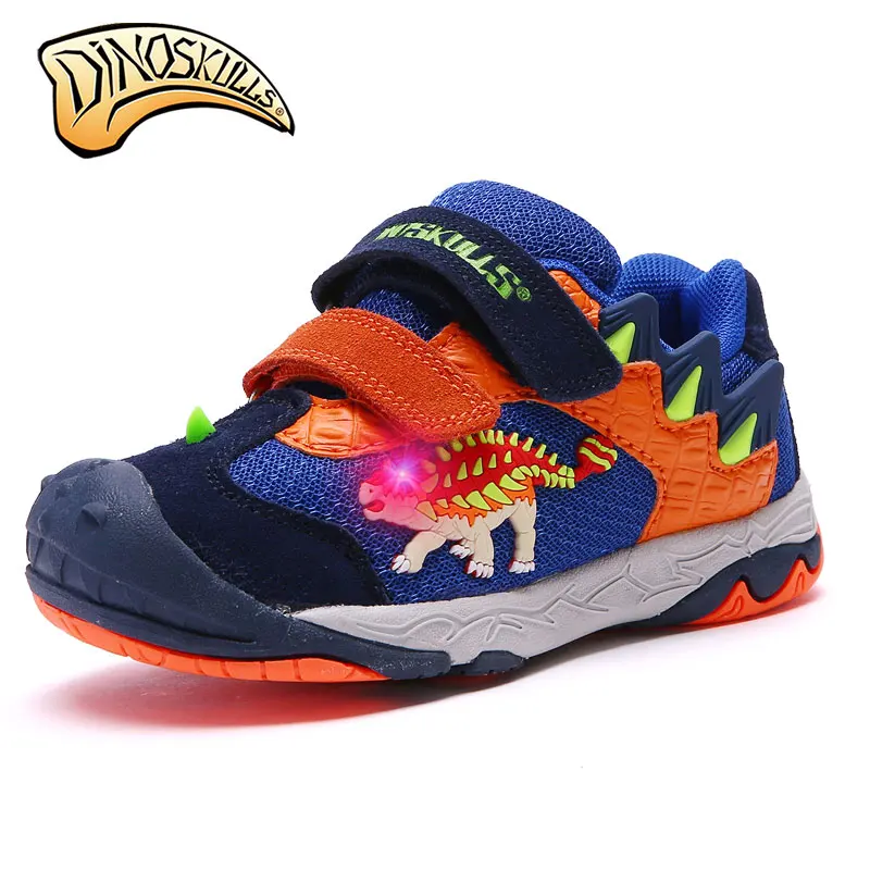 Dinoskulls 2017 boy sports shoes LED sneakers new children's shoes breathable 3D dinosaur anti-skid shoes size 27-34