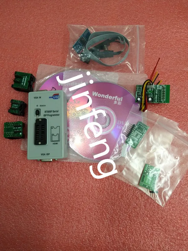 Rt809f программист + 7 адаптер sop16 sop20 ic клип материнская плата ридер lcd bios isp / usb vga w