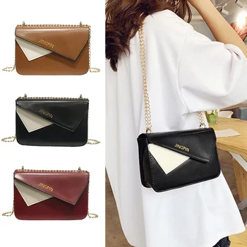 

Single Shoulder Bag Small Rectangle Handbag with Golden Chain Strap for Women Girls Best Sale-WT
