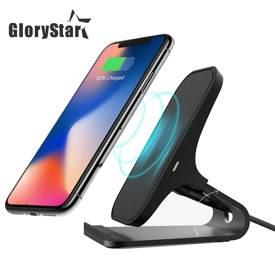  10W Fast Wireless Charger for Samsung Galaxy S8 S7 Note 5 Aluminum Alloy Qi Wireless Charging Stand