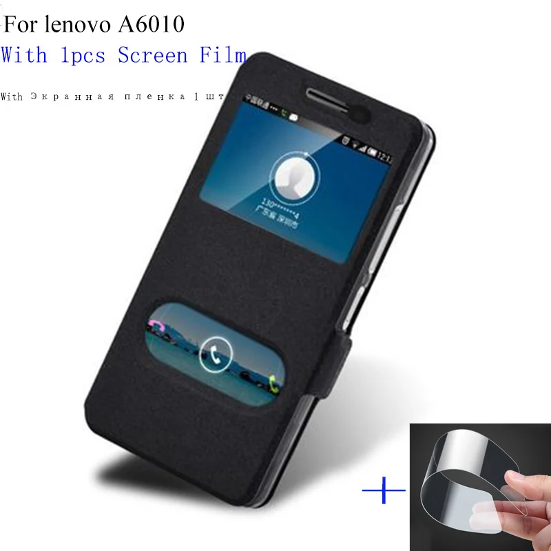 Умный флип чехол с окошком для Lenovo A6010 A 6010 открытым окном из искусственной кожи