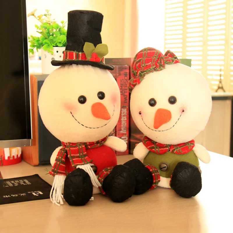 

2020 Cute Sitting Position Big Size Christmas Dolls Snowman Toys Xmas Christmas Gift for Kid Red Xmas Tree Ornament Window Decor