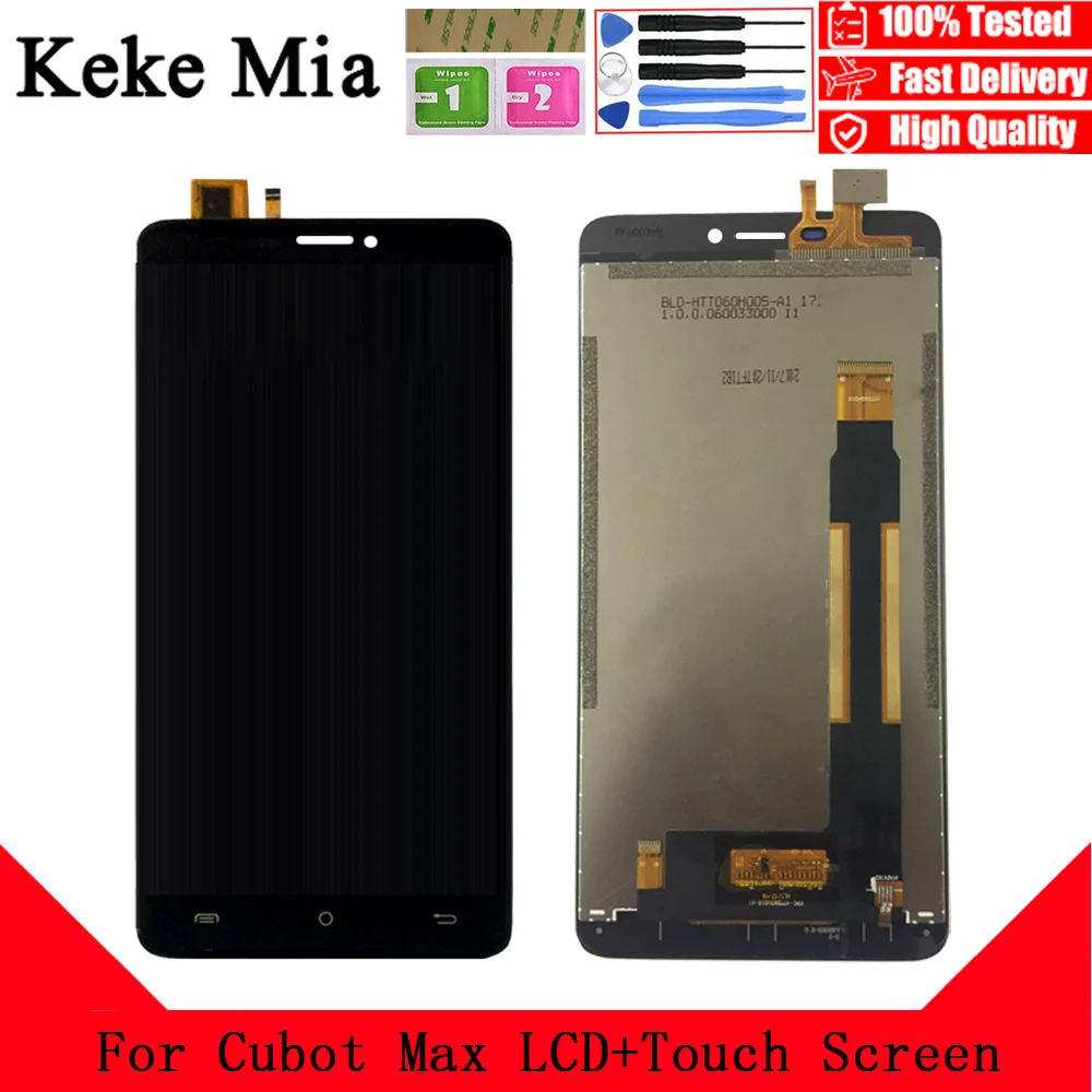 

Keke Mia 6.0'' For Cubot Max LCD Display+Touch Sccreen Digitizer Assembly Phone Accessories Free Tools And Adhesive+Wipes
