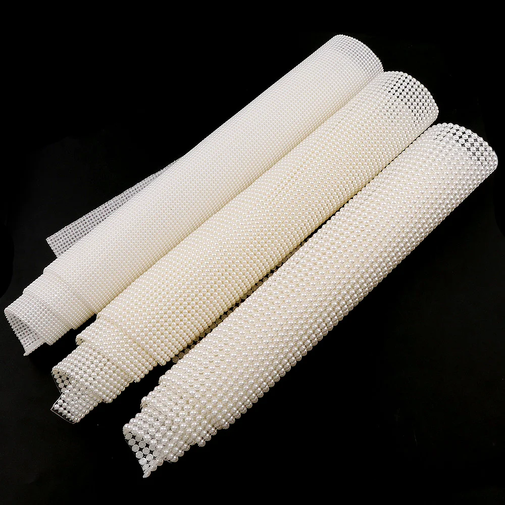 

29.5*50cm White Shinning Pearl Cloth 2/4/5mm Flatback Hot-Fix Glass Rhinestones Banding Mesh Sheet Wedding Dresses Shoes Trim