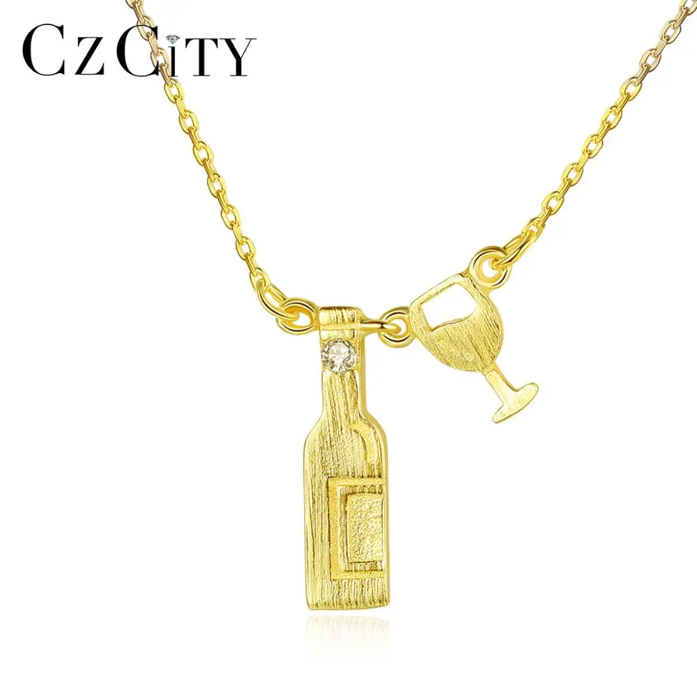 CZCITY, настоящее 925 пробы, Серебряная бутылка вина и стеклянная подвеска, ожерелья, женские матовые ювелирные изделия, подарок для матери и реб... CZCITY, настоящее 925 пробы, Серебряная бутылка вина и стеклянная подвеска, ожерелья, женские матовые ювелирные изделия, подарок для матери и реб...