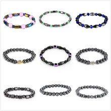 Женщины Мужчины Круглый браслет с черным камнем биомагнетизм магнит рука Орна мужчины t