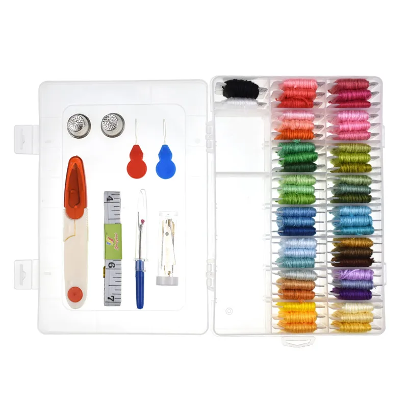 Embroidery Floss with Storage Box 50 Colors Friendship Bracelets Floss Crafts with Plastic Threads Bobbins 40 Pcs Sewing Kits  (5)