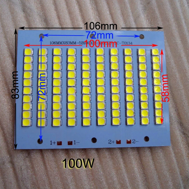 20 Вт, 30 Вт, 50 Вт, 100 Вт, SMD5054 Светодиодный Интегрированный светильник, лампа-источник, бисер, прямоугольная печатная плата, алюминиевая подложка, пластина для наружной двери, светильник ing, 5 шт