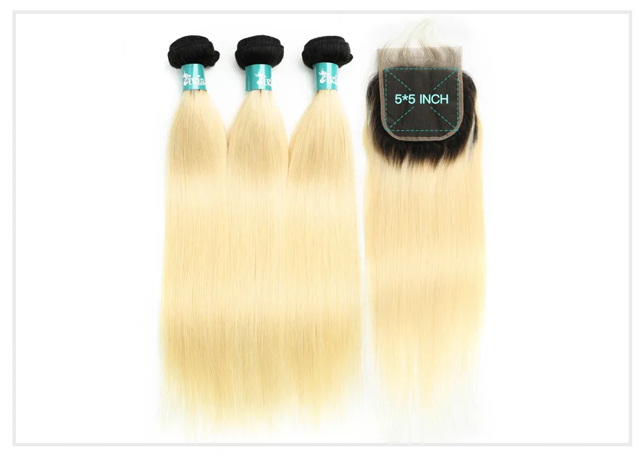 Brazilian Straight 2 3 4 Bundles with 1B 613 Closure (2)