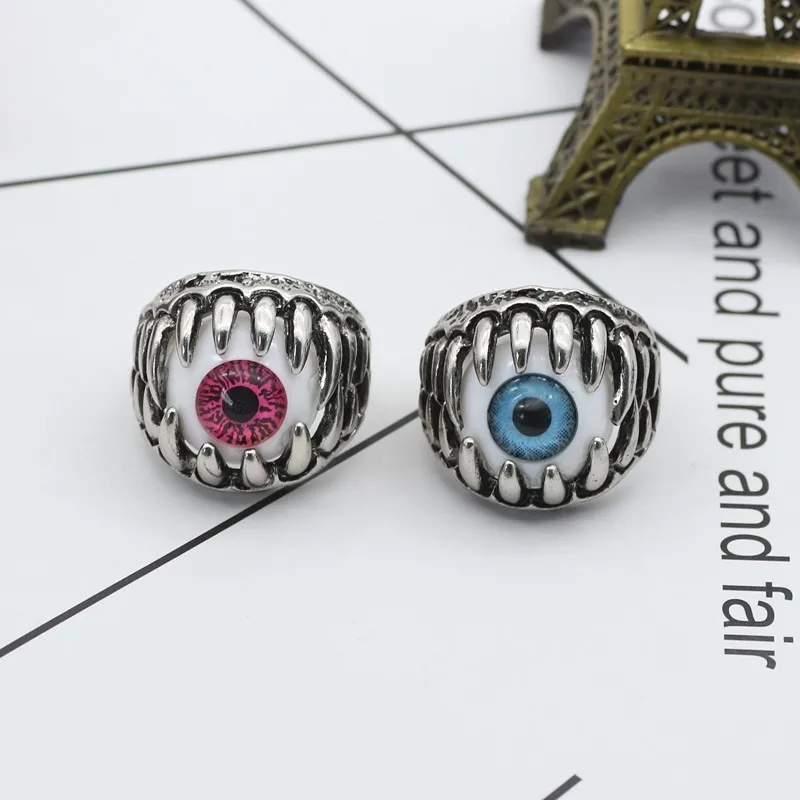 Gothic Punk Ring Men Retro Dragon Rabbit Snake Tiger Wolf Rings Skeleton Devil Evil Eye Pentagram Animal Male Ring Jewelry Anel