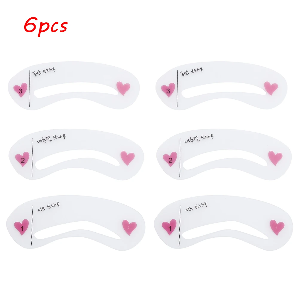 

6 PCS Reusable Eyebrow Stencil Set Drawing Guide Card Eyebrow Template Shaping Tool DIY Shaping Grooming Makeup Tool