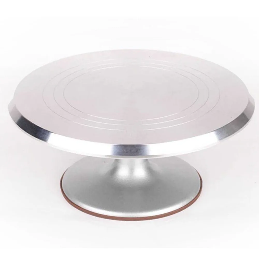 

Round Rotating Cake Platform Stainless Steel Cake Swivel Plate With Silicone Base Durable Revolving Decoration Stand