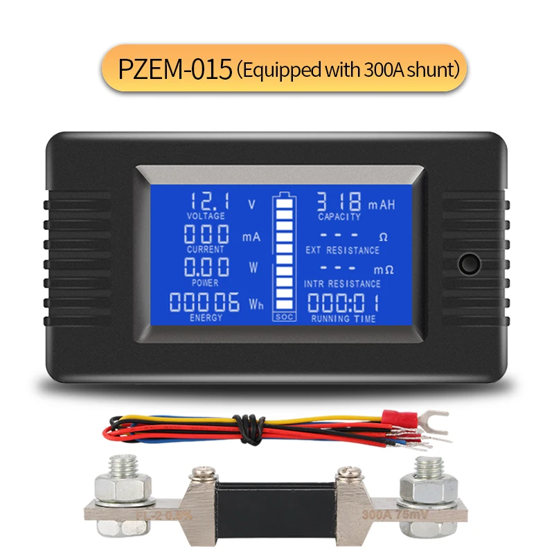 015 Batterie Testeur Courant Tension Capacité Détecteur avec 200 a Shunt Pzem 