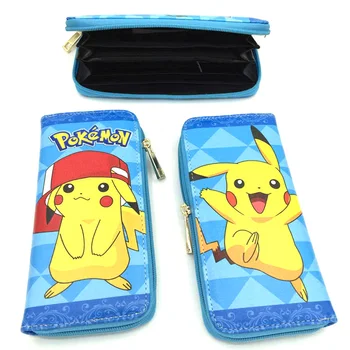 

Anime Pocket Monster Clutch Wallets Pikachu Card Holder Purse Long Money Bag with Zip