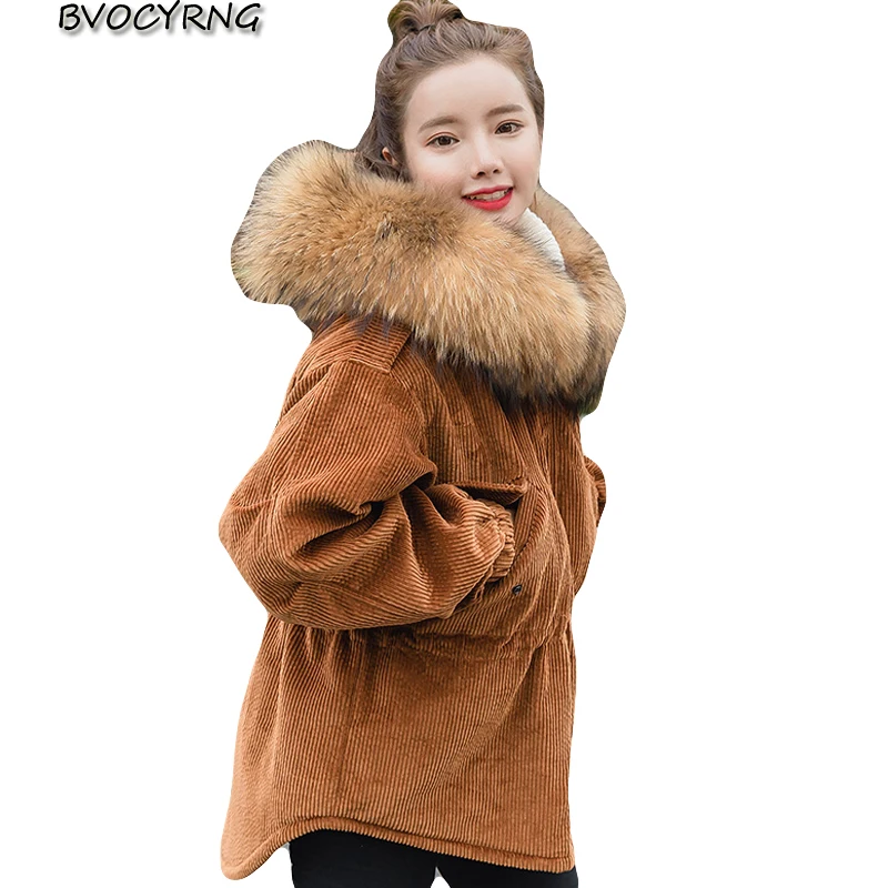 

High Quality Corduroy Jacket Cotton Women Winter Coat Female Clothes Loose Cute Little Jackets Students Short Thick Outerwear