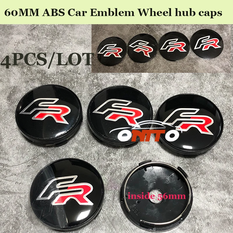 

4pcs/lot 60MM 2.36inch ABS for FR logo Car emblem badge wheel hub caps accessories 56mm Stickers Auto Wheels Covers