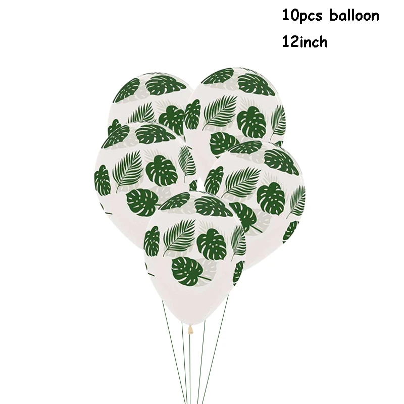 Aloha одноразовая посуда Гавайские джунгли вечерние свадебные украшения Фламинго с цветами и зелеными листьями тарелка чашка гирлянда детский душ - Цвет: 10pcs balloon
